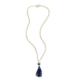 Long Toggle Necklace - China Blue Tassel - Gold