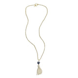 Long Toggle Necklace - China Blue Tassel - Gold