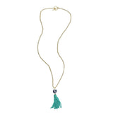 Long Toggle Necklace - China Blue Tassel - Gold