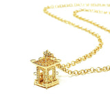 Long Toggle Necklace - Pagoda - Gold