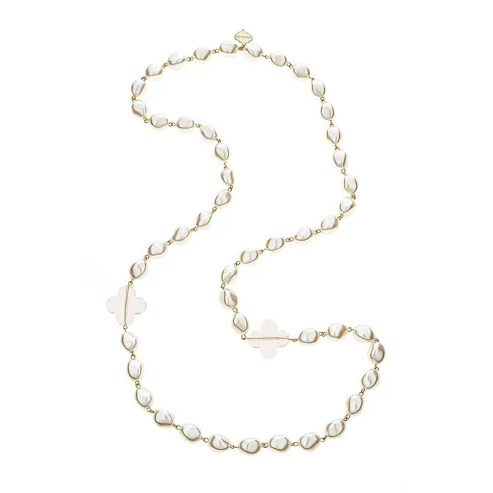 Long Pearl Bead Nugget Necklace - Folli