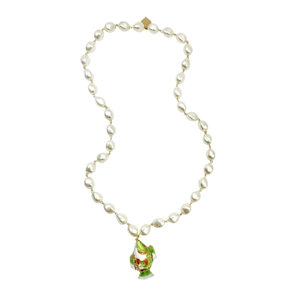 Long Pearl Bead Nugget Necklace - Vero Fish