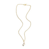 Long Toggle Necklace - Shell - Brush Gold