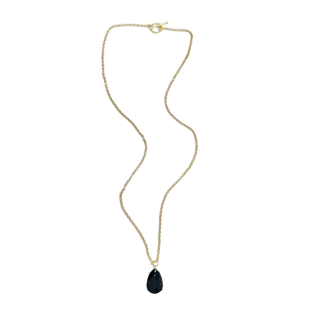 Long Toggle Necklace - Pear - Brush Gold