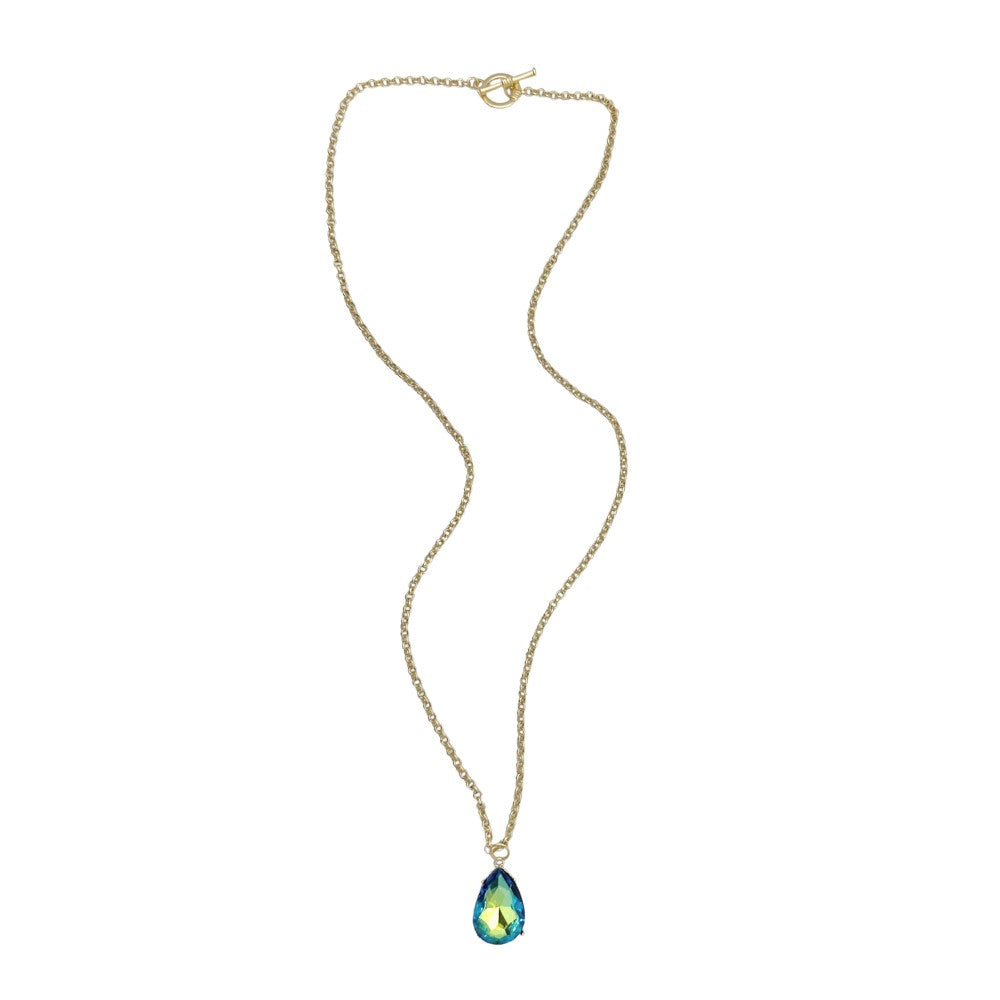 Long Toggle Necklace - Pear - Brush Gold