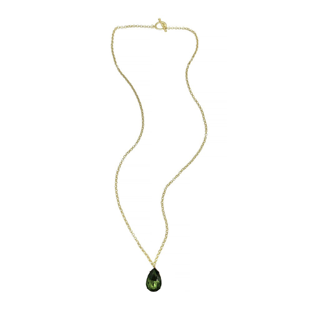 Long Toggle Necklace - Pear - Brush Gold
