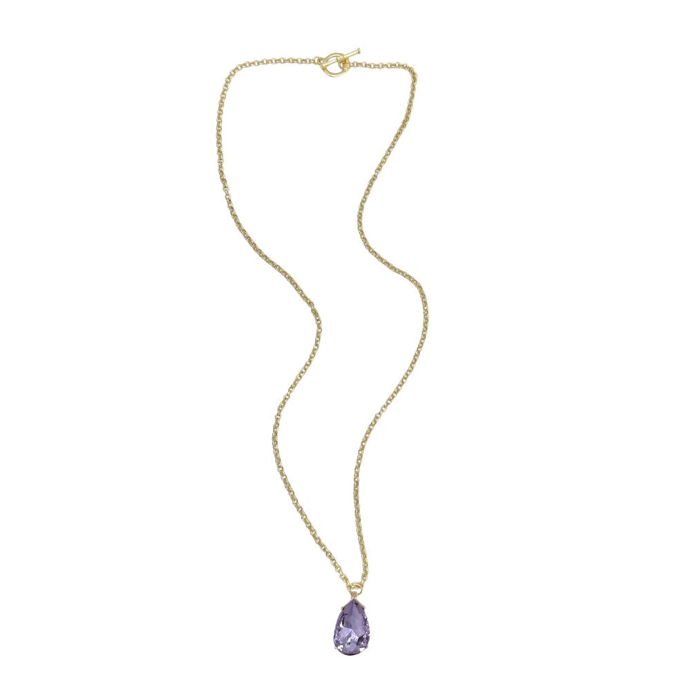 Long Toggle Necklace - Pear - Brush Gold