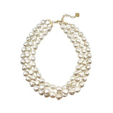 Three Strand Pearl Bead Nugget Necklace