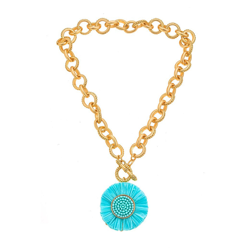 SALE - Bella Necklace - Raffia Sun