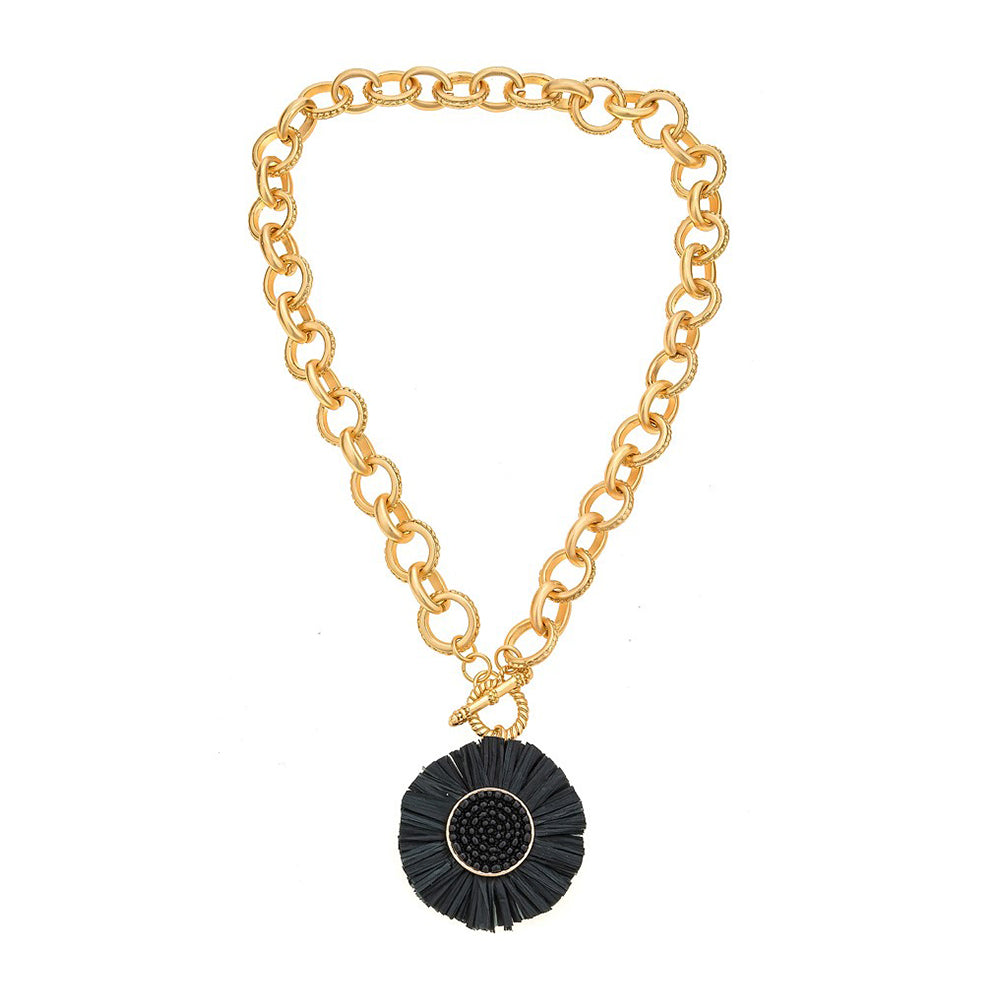 SALE - Bella Necklace - Raffia Sun