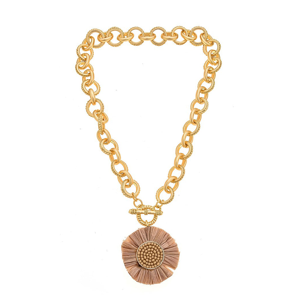 SALE - Bella Necklace - Raffia Sun