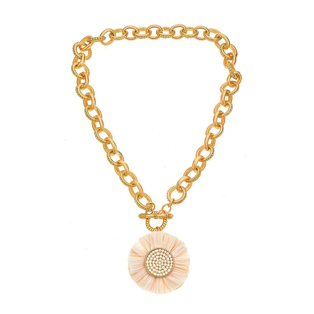 SALE - Bella Necklace - Raffia Sun
