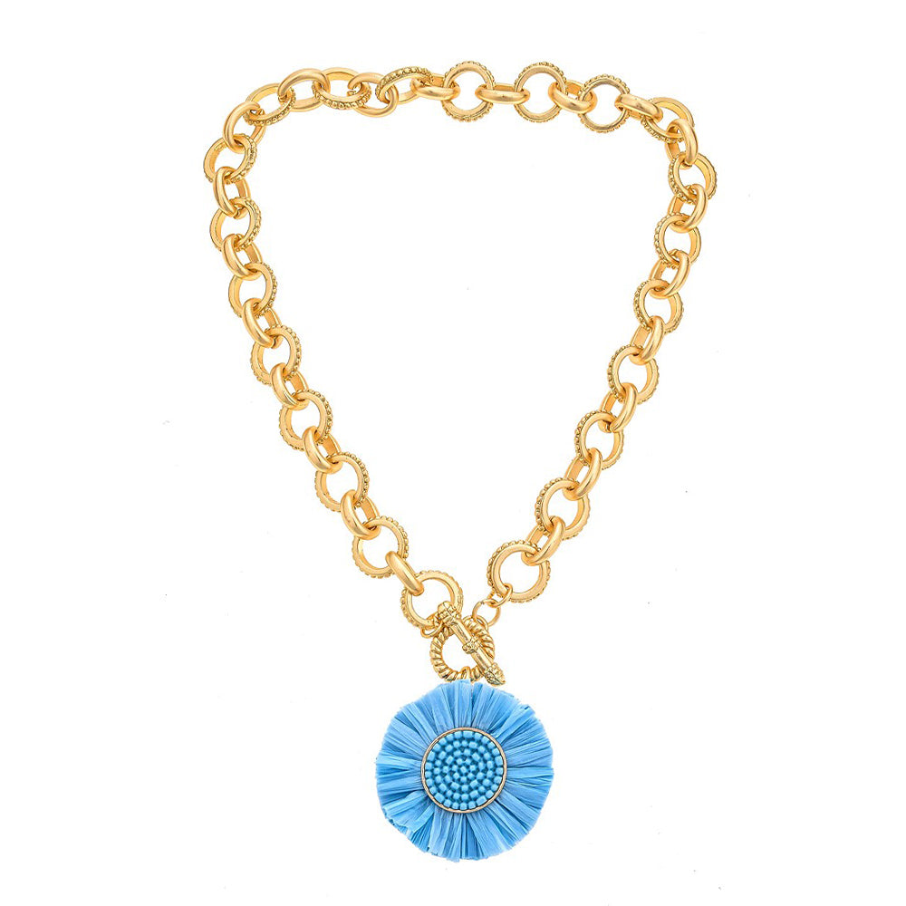 SALE - Bella Necklace - Raffia Sun