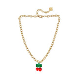 Trinity Necklace - Small Cherry - Brush Gold
