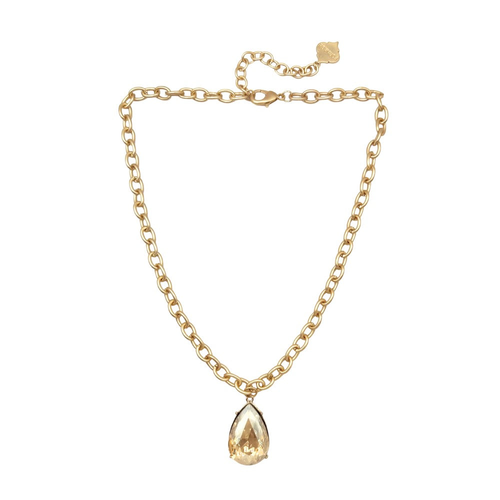 Trinity Necklace - Pear - Brush Gold