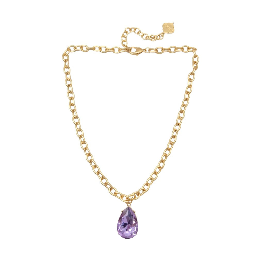 Trinity Necklace - Pear - Brush Gold