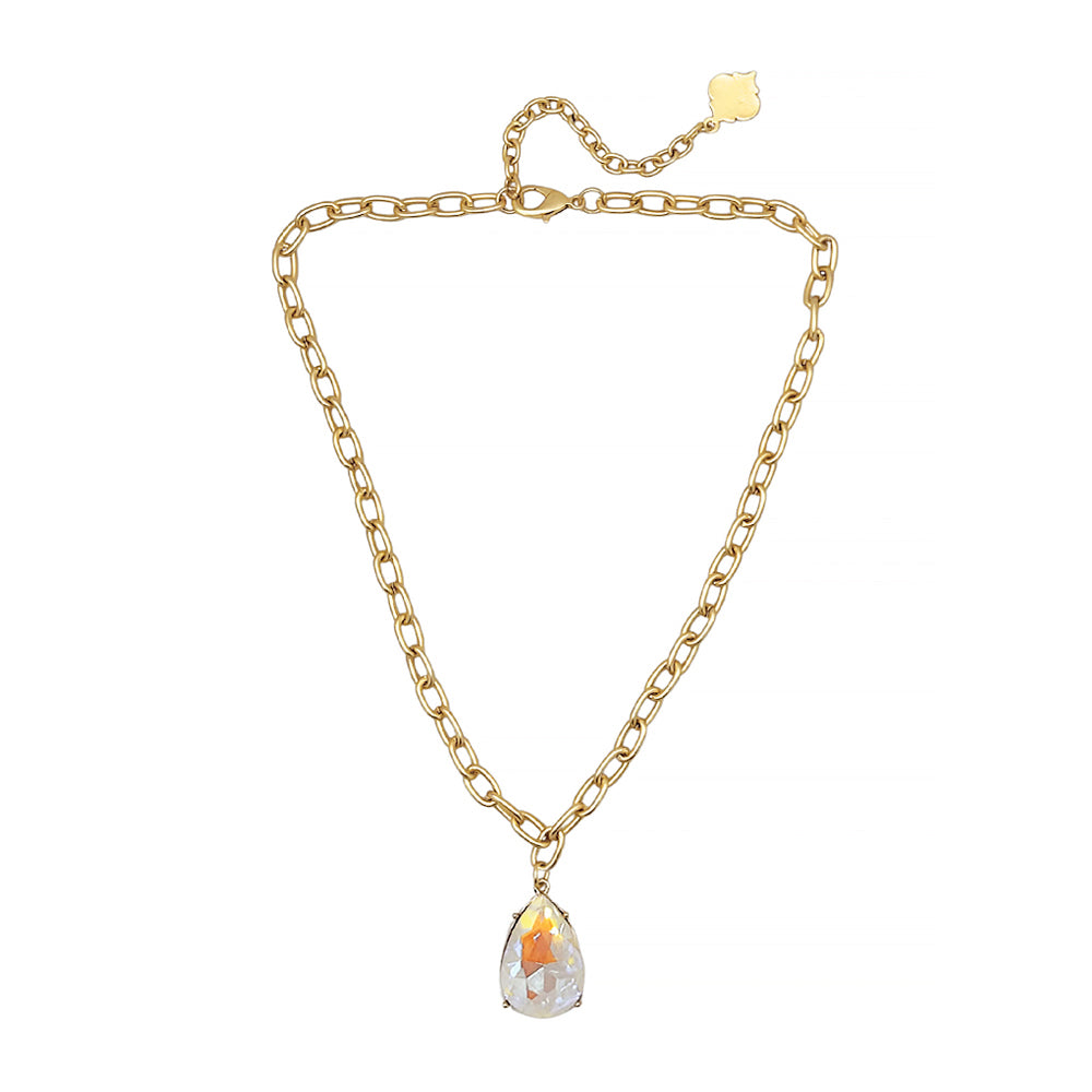 Trinity Necklace - Pear - Brush Gold