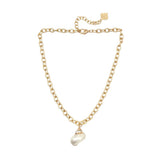 Trinity Necklace - Shell - Brush Gold