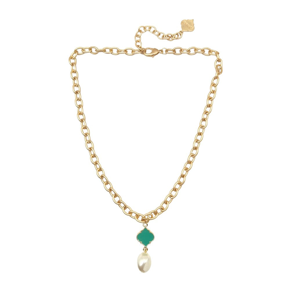 Trinity Necklace - Spade - Pearl Bead Nugget