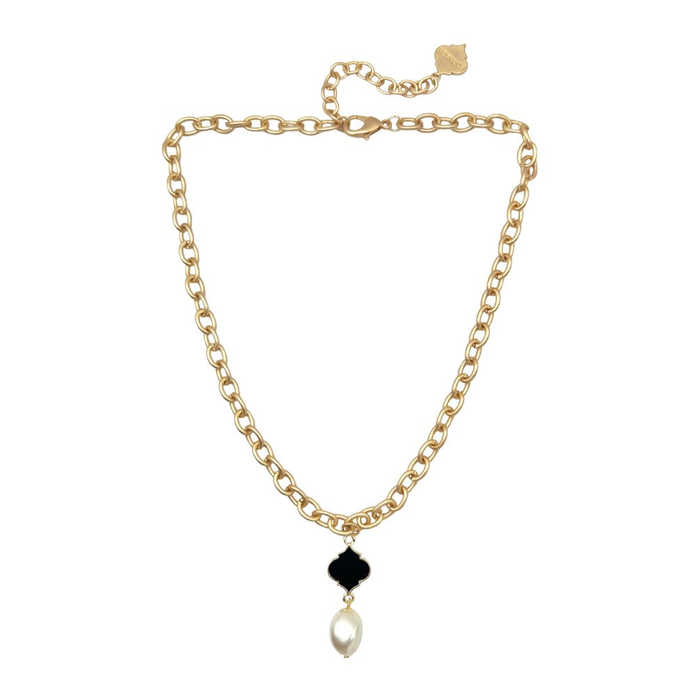Trinity Necklace - Spade - Pearl Bead Nugget
