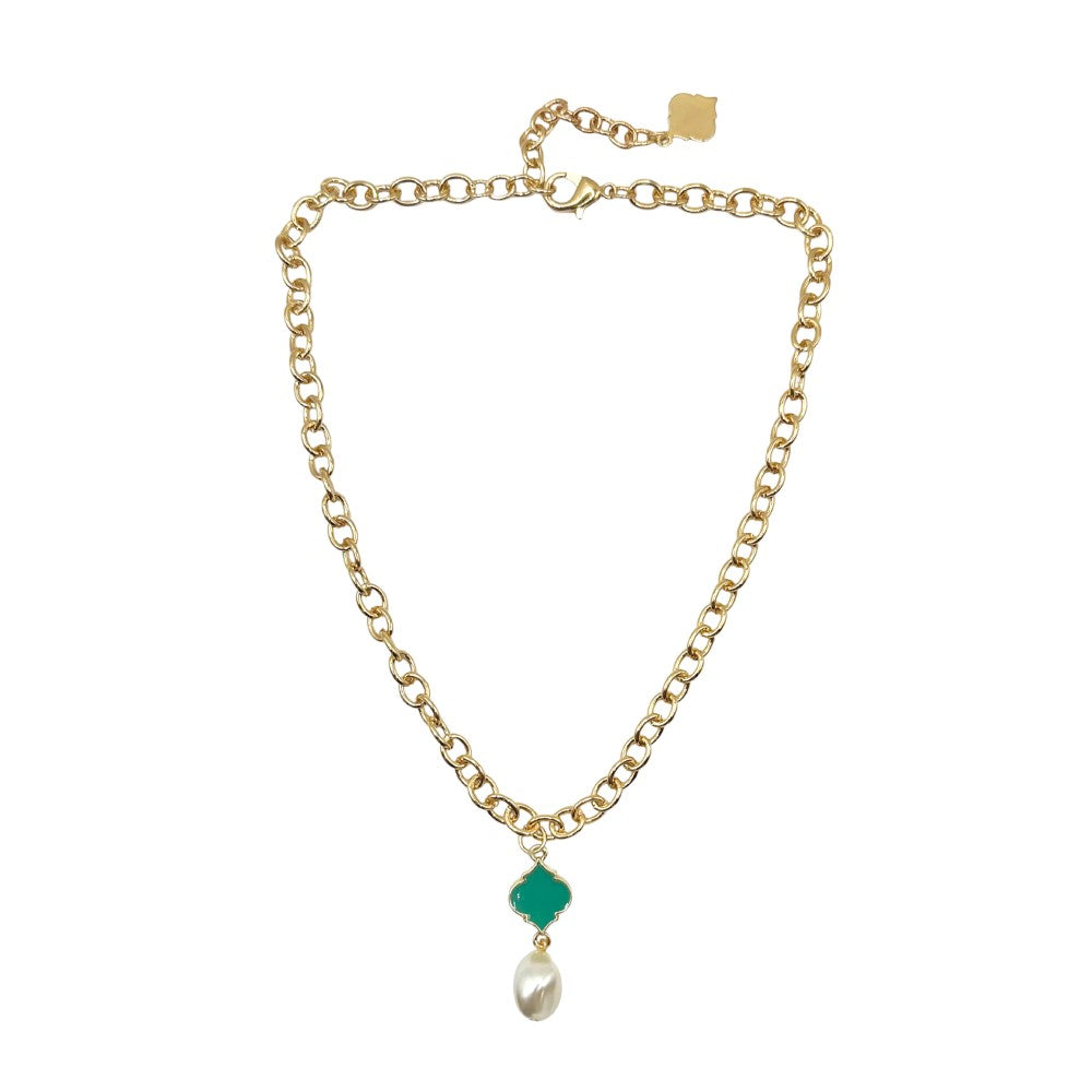 Trinity Necklace - Spade - Pearl Bead Nugget