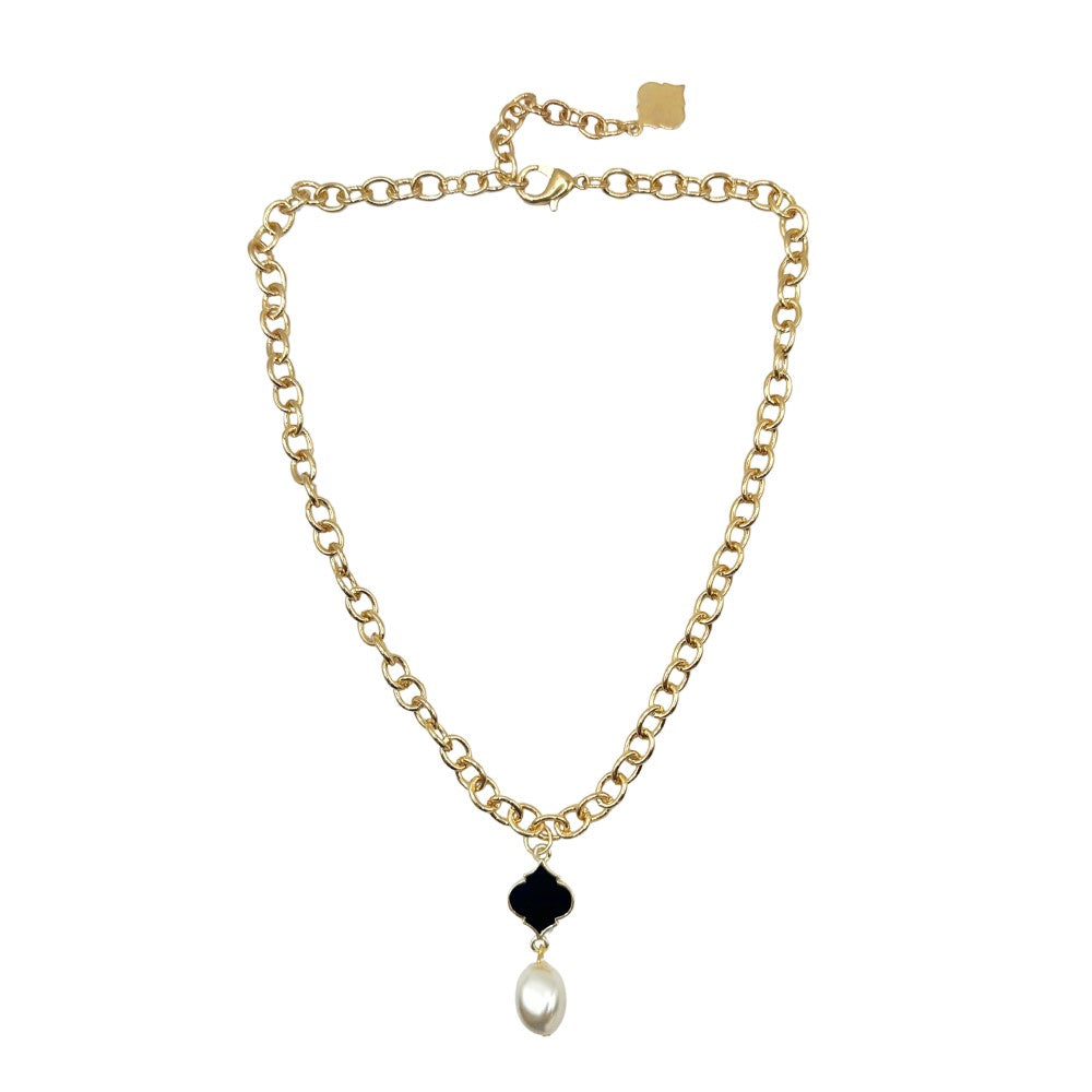 Trinity Necklace - Spade - Pearl Bead Nugget