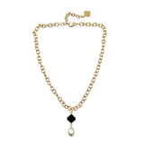 Trinity Necklace - Spade - Pearl Bead Nugget