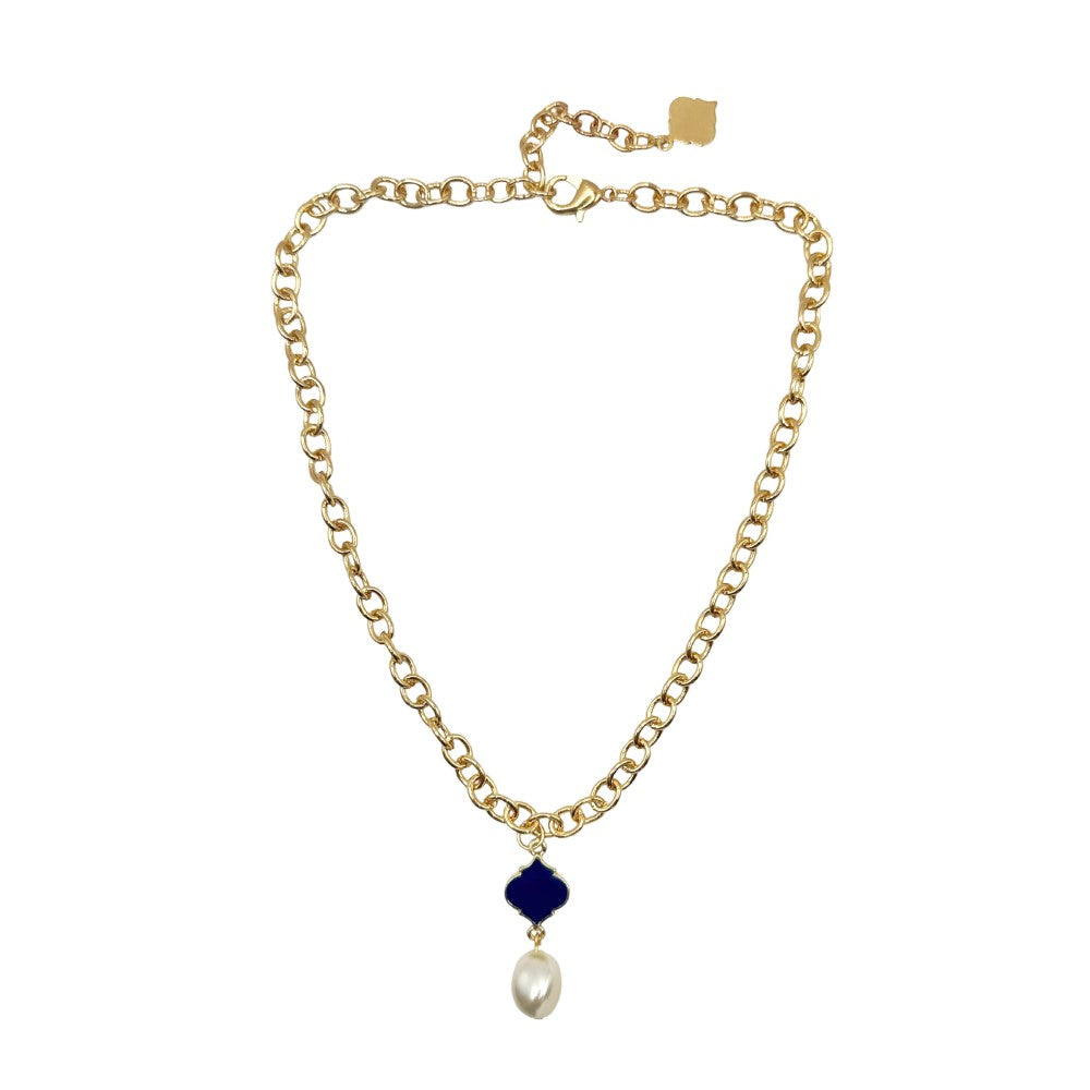 Trinity Necklace - Spade - Pearl Bead Nugget