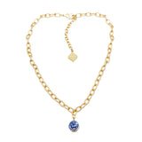 Trinity Necklace - China Blue - Brush Gold
